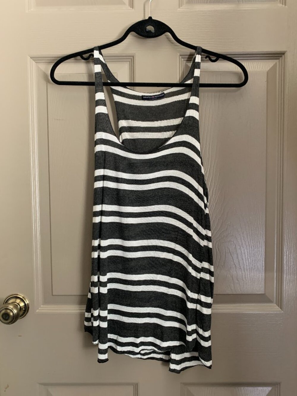 Brandy Melville Gray White Stripe Racerback Tank Top One Size Casual Y2K Basic
